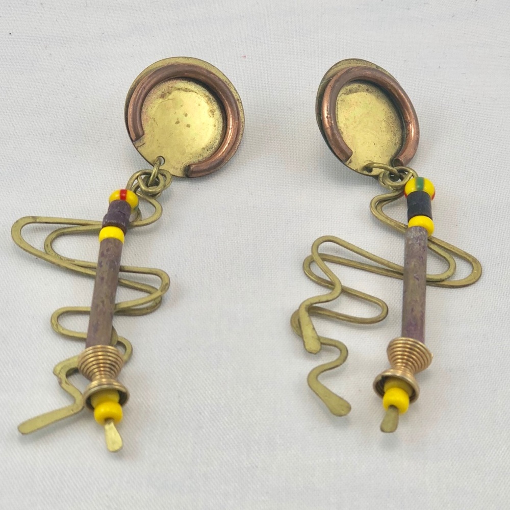 Brass and bead handmade earrings.